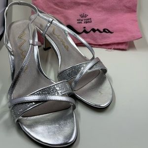 Nina silver sling back sandals